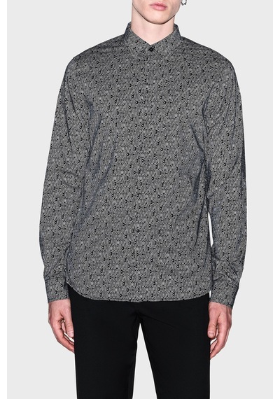 Armani Exchange Tamamı Logolu Slim Fit Uzun Kollu Gömlek Erkek Gömlek Xm000625 Af13184 Fc342 Siyah SİYAH