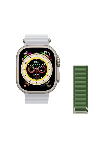 Watch 8 Ultra 49mm Amax Ultra Akıllı Nfc - Gps - Kablosuz Şarj Beyaz Kordonunu Seç