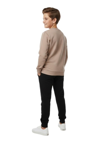 Baglan Erkek Çocuk Önü Baskılı Sweatshirt Ve Eşofman Alt Takım Bgl-st05247 Bej