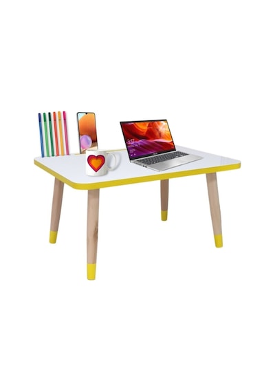 Liva Ahşap Laptop Tablet Bilgisyar Ve Kahvaltı Sehpası Çalışma Masası Beyaz