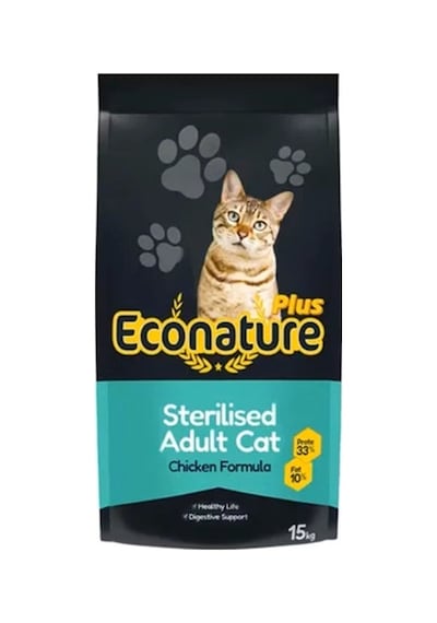 Econature Plus Kısırlaştırılmış Kuru Kedi Maması Sterilised Tavuk Etli 15 Kg 13,5+1,5 Kg Bonus Pa