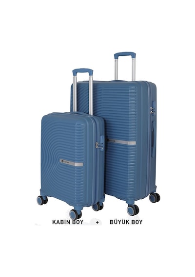 Mçs Bavul Büyük Ve Kabin 2li Set Kırılmaz Silikon Valiz V374 Sky Blue Sky Blue