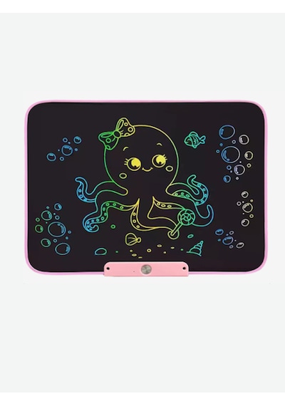 Pembe 10 İnç LCD Çizim Tableti – Şarjlı, Dijital Kalemli, USB Kablolu, Renkli Ekranlı Yazı Tableti