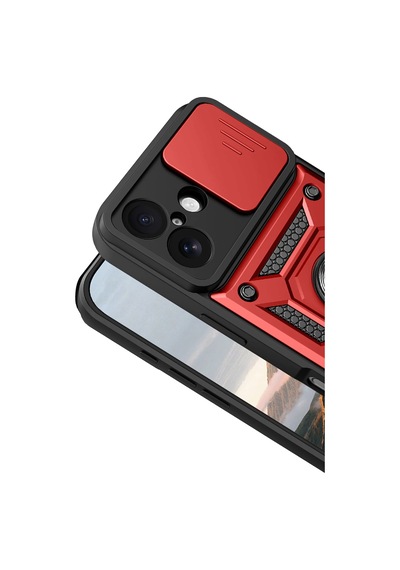 Newface - 136 - Apple Uyumlu iPhone 17 Pars Lens Yüzüklü Silikon - Ece-umay - - Kırmızı