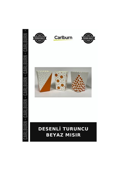 Premium Desenli Turuncu Beyaz Mısır Parti Seçenek İkram +3