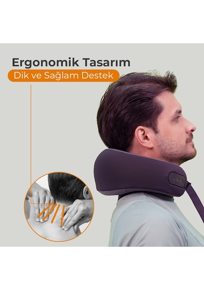Fabcio Hug Isıtmalı Omuz Ve Boyun Yoğurmalı Taşınabilir Ofis/ev/seyahat Shiatsu Masaj Yastığı Şarj Edilebilir Gri