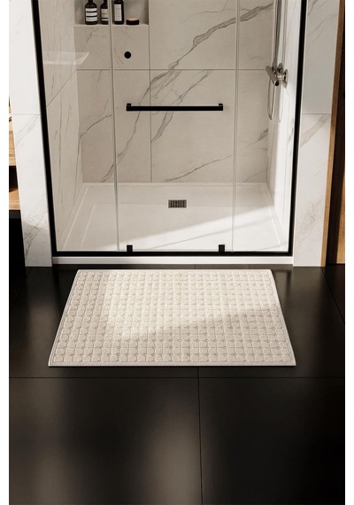 Sakura Sk009a Doğal Pamuk 2'li Banyo Paspas Seti 60x100 60x50cm Kaymaz Taban Makinada Yıkanabilir Kemik