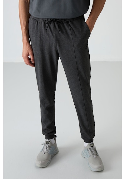 Tommy Life Antrasıt Melanj Pamuklu Yumuşak Dokulu Comfort Fit Nakışlı Erkek Jogger - 82123 Antrasit - Melanj