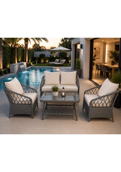 Omit Pazar Aura Gri Rattan Bahçe Balkon Oturma Takımı 2+1+1 Cam Sehpalı Balkon, Bahçe, Teras Ve Ofis Bekleme Alanı Omit Pazar Aura Gri Rattan Bahçe Balkon Oturma Takımı 2+1+1 Cam Sehpalı Balkon, Bahçe, Teras Ve Ofis Bekleme Alanı