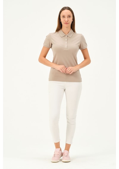 Msw Kadın Kısa Kollu Regular Fit Polo Yaka T-shirt Vizon