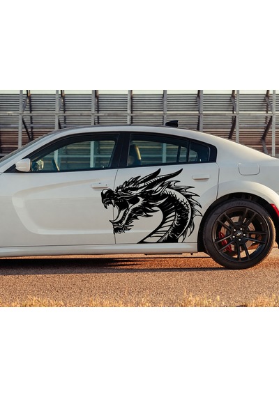 Ejderha Dragon Sticker - Araba Oto Motosiklet Cam Karavan Araç Sticker - 00236 40x29 Cm