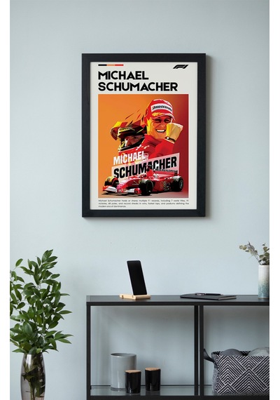 Michael Schumacher Ahşap Çerçeveli Poster Tablo Ferrari F1 Efsanesi