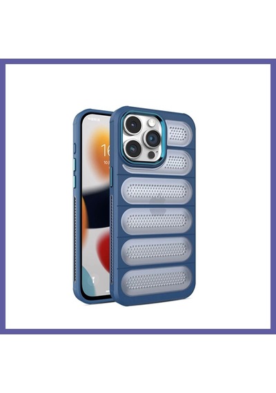 Bezos İphone 15 Pro Max Uyumlu Kılıf Airmax Silikon Kapak - Lacivert Nıda