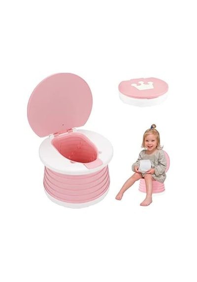 Katlanabilir Çocuk Tuvaleti, Çok Fonksiyonlu Alıştırma Tuvaleti, Carry Potty, Taşınabilir Lazımlık Pembe