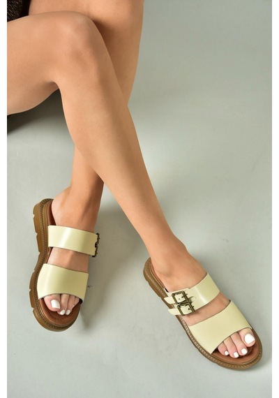 Fox Shoes U291099503 Bej Hakiki Deri Kadın Terlik Bej-hakiki Deri Çok Renkli