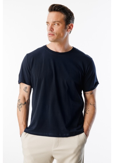 Genius Store Erkek T-shirt %100 Pamuk Regular Fit Standart Kesim Bisiklet Yaka Basic Tişört Basıc-t-shırt1 Lacivert