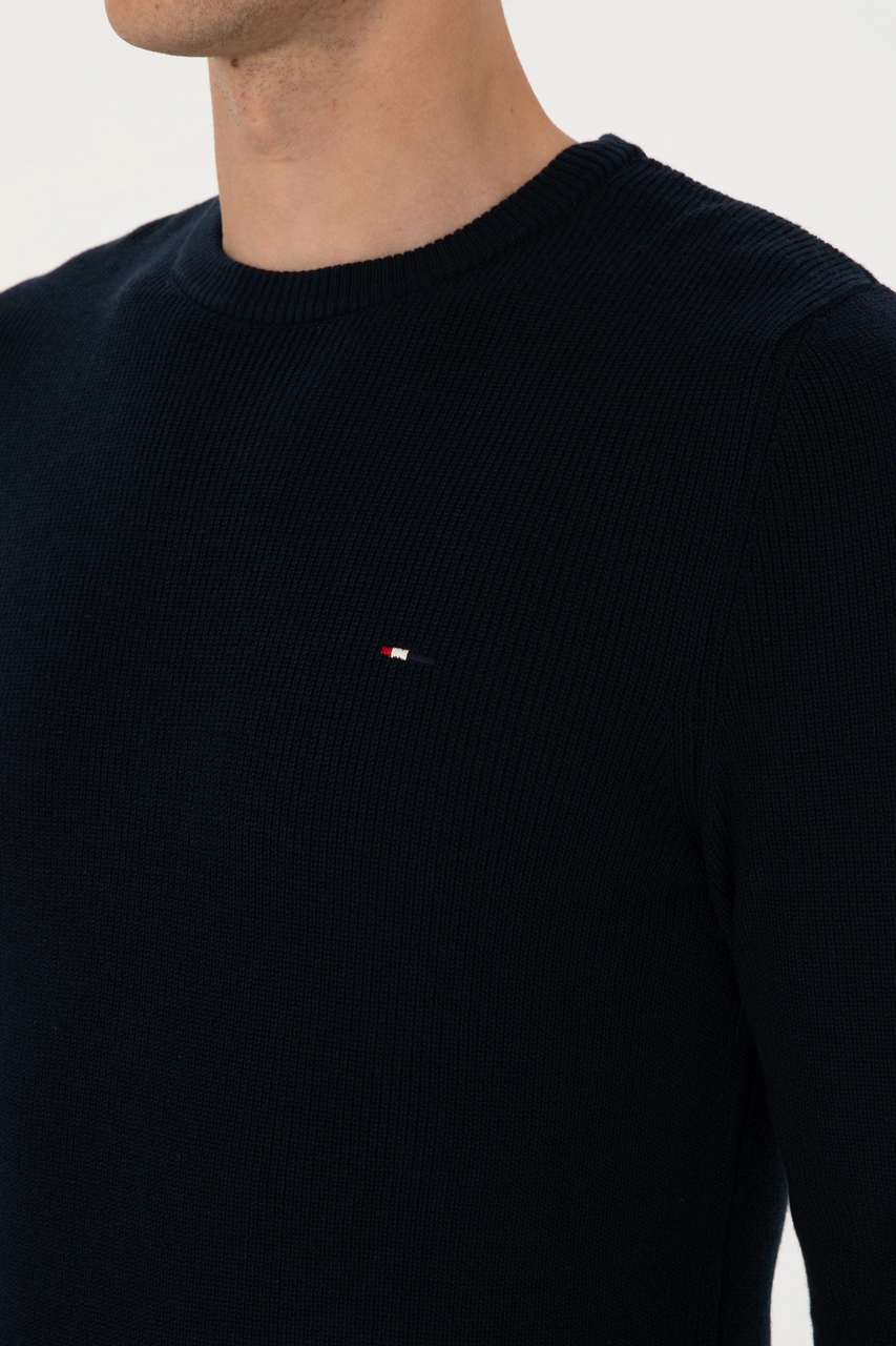 U.S. Polo Assn. Erkek Slim Fit Bisiklet Yaka Lacivert Basic Kazak 50313667-VR033