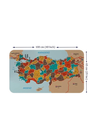 Eğitici - Öğretici Dünya Ve Türkiye Haritası Çocuk Odası Duvar Sticker-60x105-3886 Renkli