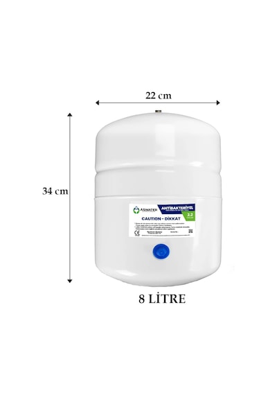As Water Su Arıtma Cihazı Çelik Su Tankı 2.2 Galon 8lt Tank