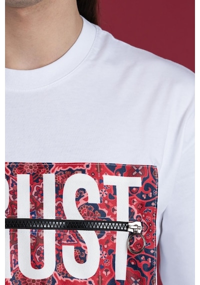 Oversize Bisiklet Yaka Baskılı Erkek Penye T-Shirt