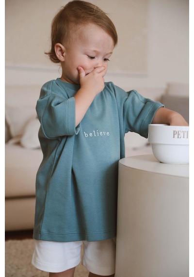 Oh La La Koala Yeşil Bisiklet Yaka Oversize T-shirt Bebek - Çocuk Yeşil