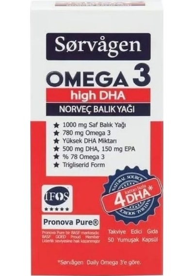 Sorvagen Omega 3 High Dha Saf Norveç Balık Yağı. 50 Kapsül. 1000