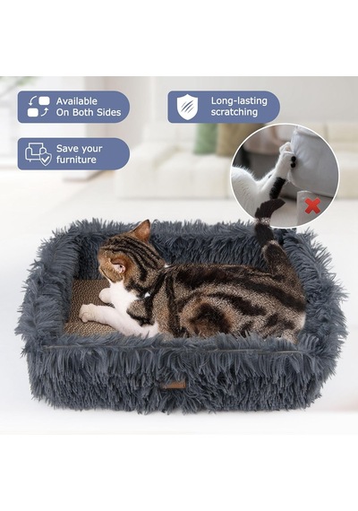 Kedi Scratcher Yatağı,çıkarılabilir Kartonlu Kedi Scratcher Kutusu,oluklu Mukavva Dikdörtgen Kedi Kazıma Salonu,mobilya Koruması İçin Büyük Kedi Kazıma Pedi Koyu Gri