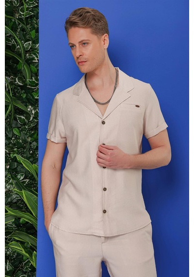 Efor G 1549 Slim Fit Bej Klasik Gömlek Bej