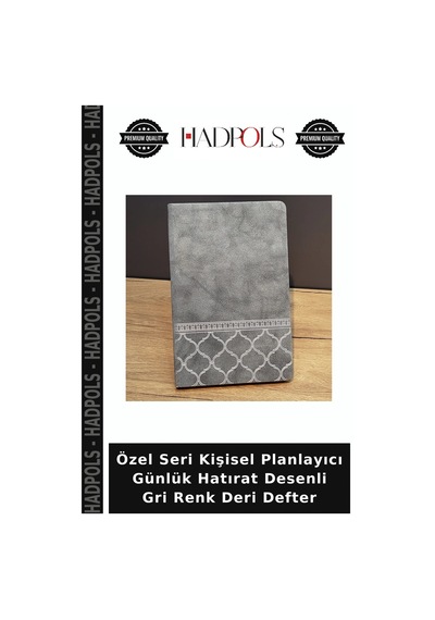 Özel Seri Kişisel Planlayıcı Günlük Hatırat Desenli Gri Renk Deri Defter