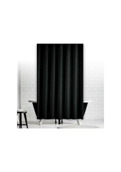 Zethome Jackline Banyo Duş Perdesi 0010 Siyah Çift Kanat2X120X200 Siyah