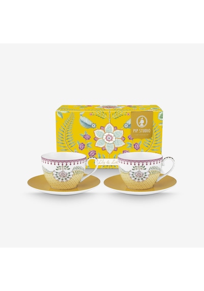 Sarı Porselen Çay Fincan Seti 280 Ml