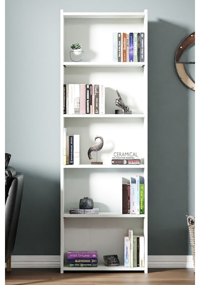 Kts2 Modern Kitaplık / 5 Raflı - 60x180 Cm - Beyaz