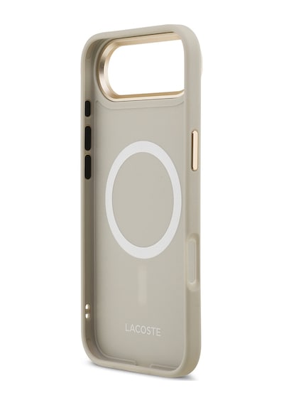 Apple Uyumlu iPhone 17 Air Kılıf Lacoste Lisanslı M-safeli Champs Elysees Pu Deri Tasarımlı Kapak Gri Gri