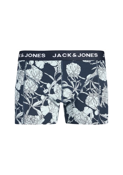 Jack & Jones Jacabstract Flower Erkek Boxer 3'lü Paket Desenli Rahat Pamuklu Günlük Lacivert
