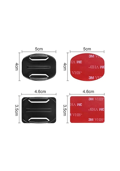 Gplus Bs04ky 4 Parça Oval Eğimli Yüzey Ve Flat Düz Zemin Aksiyon Kamera Uyumlu 3m Yapışkan Motor Kask Bağlantı Seti Siyah