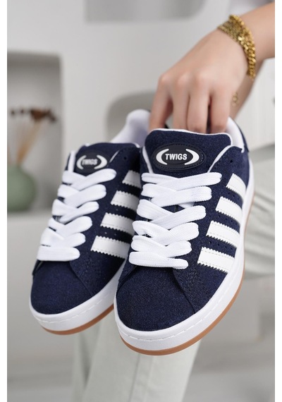 Homiro Unisex Klasik Bağcıklı Ortopedik Spor Sneaker Ayakkabı-lacivert