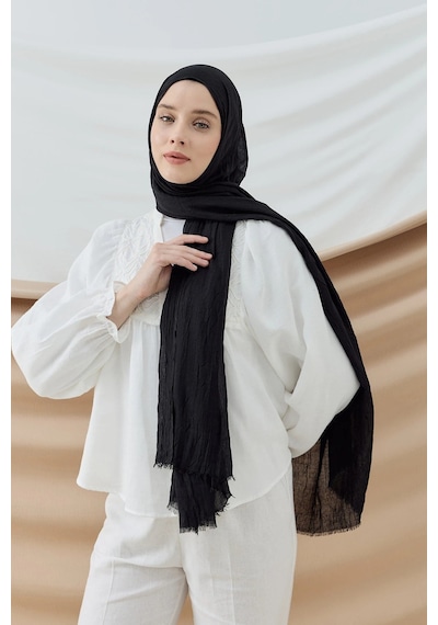 Deserto Fashion Bambu Şal Düz Renk-3573 siyah