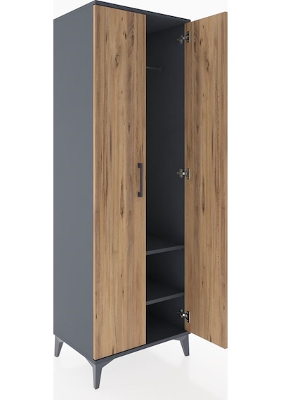 Hyperion Dolap 2 Raflı 2 Kapaklı Tek Askılı 60x44x182 Antrasi... Antrasit