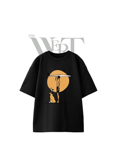 Thewert Sub Adam Köpek Tasarım Baskılı Ünisex Siyah Oversize T-shirt