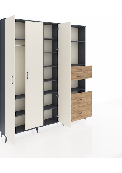 Arges Dolap 12 Raflı 4 Çekmeceli Tek Askılı 220x30x243 Antrasit-aytaşı/çam Aytası/atlas Çam Arges Dolap 12 Raflı 4 Çekmeceli Tek Askılı 220x30x243 Antrasit-aytaşı/çam Aytası/atlas Çam