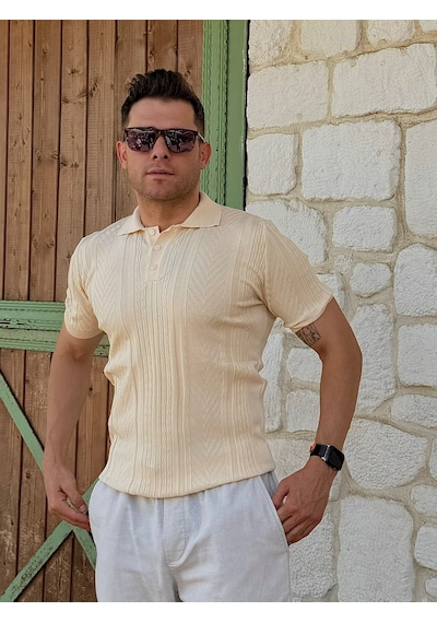 Erkek Polo Yaka Tişört Bej Bej