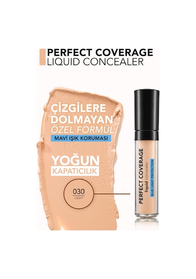 Flormar erfect Coverage Mavi Işık Korumalı & Hafif Yapılı Likit Kapatıcı 030 Light