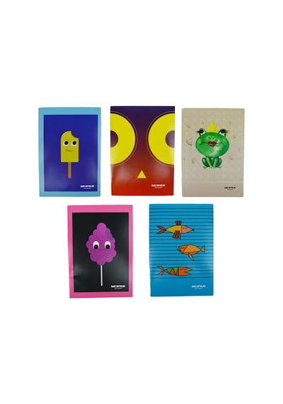 Mopak A5 40 Yaprak Karton Kapak Dikişli Çizgili Defter Çok Renkli