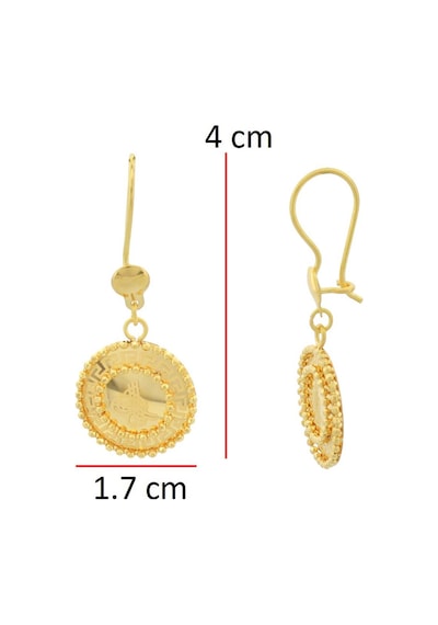 Sallantılı Tuğra Ayna Küpe / 22 Ayar Sarı Altın