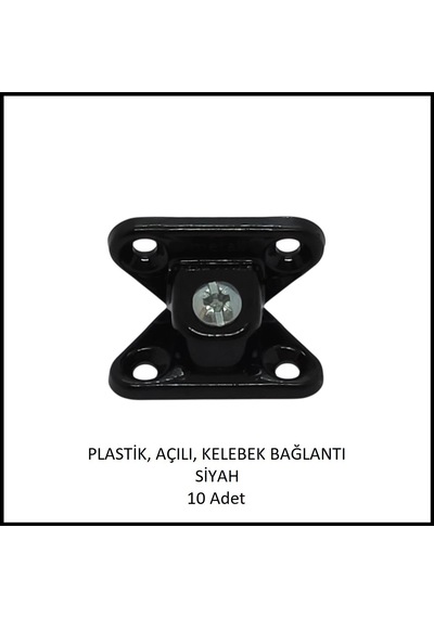 Plastik, Açılı, Kelebek Bağlantı 40 Mm, Siyah 10 Adet