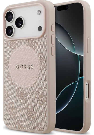 Apple Uyumlu iPhone 17 Pro Max Kılıf Guess Lisanslı M-safeli Yazı Logolu Circle Classic Kapak Pembe Pembe