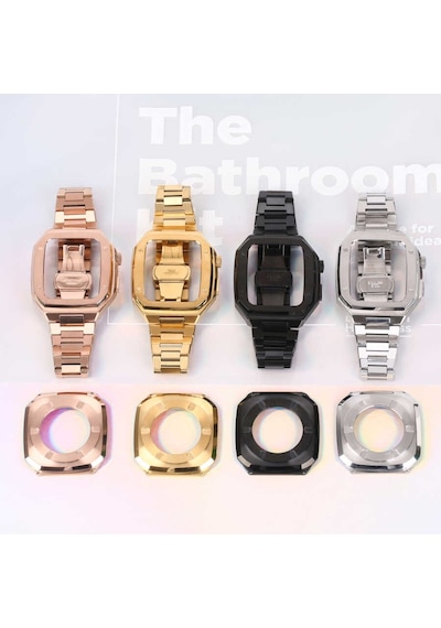 Apple Uyumlu  Watch 44 Mm Kordon Sapple Saat Modeli Kasalı Metal '-Beyaz