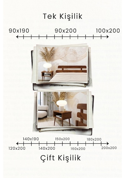 Renazzo Lotus Masif Ahşap Karyola Ve 2 Adet Komodin Ceviz 180x200 Ceviz - 180 X 200