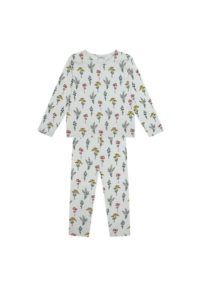 Antebies Botanik Bahçesi Uzun Kollu Pijama Takımı Krem