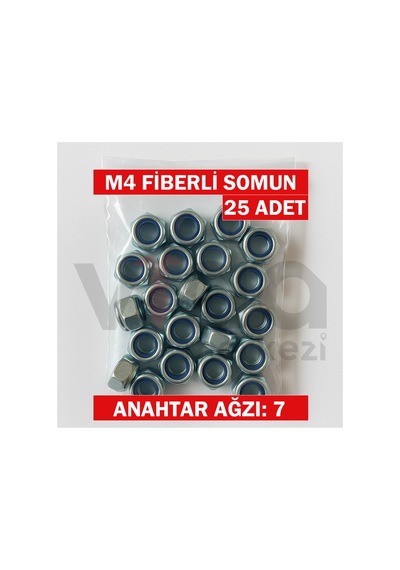M4 Fiberli Somun 25 Li Çinko Kaplı 1